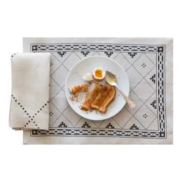 Anfa Black Linen Placemat