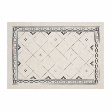 Huddleson natural linen placemat with black printed border check design 