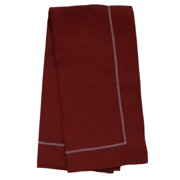 Burgundy red hemstitched linen napkin