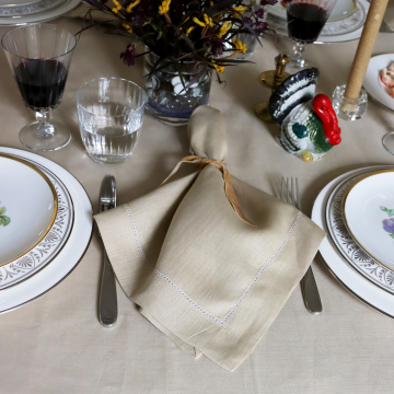 Camel Square Linen Tablecloth