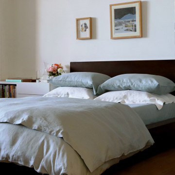 Celadon Light Green Linen Duvet Cover