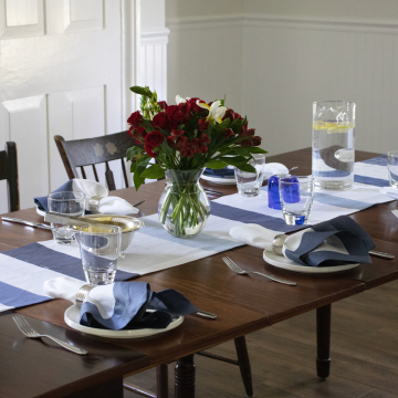 Cinta Blue Stripe Linen Table Runner