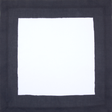 White linen napkin charcoal grey border