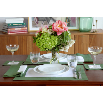 Cinta Grass Green Border Linen Placemat