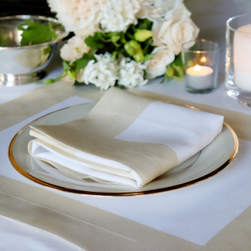 Cinta White Gold Border Linen Napkin