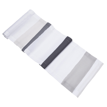 white linen table runner charcoal grey cream stripes