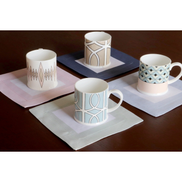 Cinta Pink Border Linen Cocktail Napkin