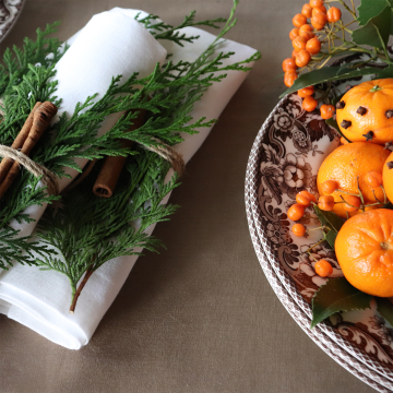 Coffee Brown Round Linen Tablecloth