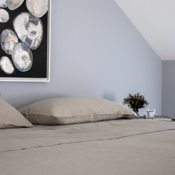 Dark natural linen sheet set