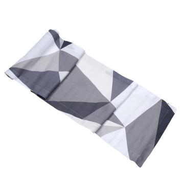 Geometric grey white cream ivory linen table runner