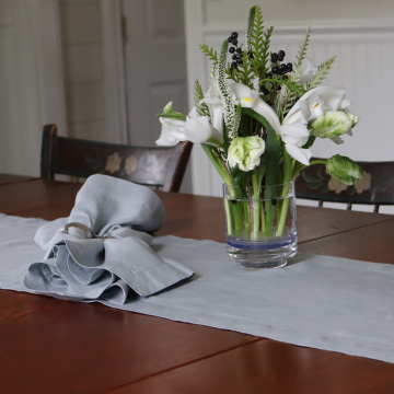 French Blue Linen Table Runner