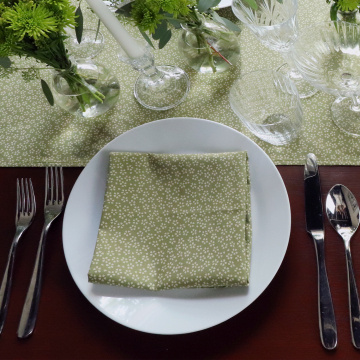 Japanese Flower Sage Green Table Runner