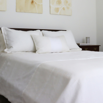 Ivory & White Piped Linen Pillow Cover