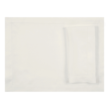 Huddleson Ivory hemstitched luxury linen placemat