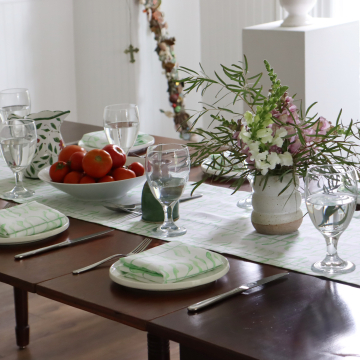 Leaf Green Linen Table Runner
