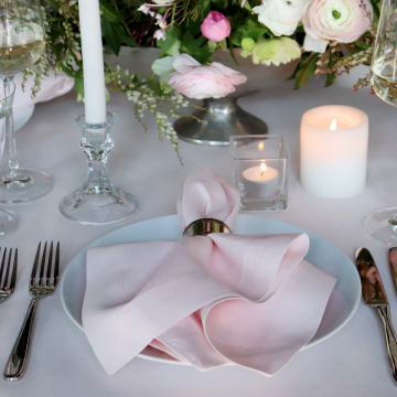 Pink Round Linen Tablecloth