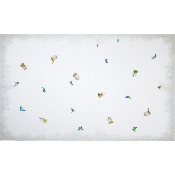 Love birds white linen tablecloth