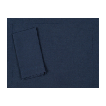 Huddleson Navy Blue Linen Placemat and Napkin