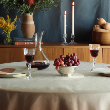 Ombre Natural Terracotta Square Linen Tablecloth