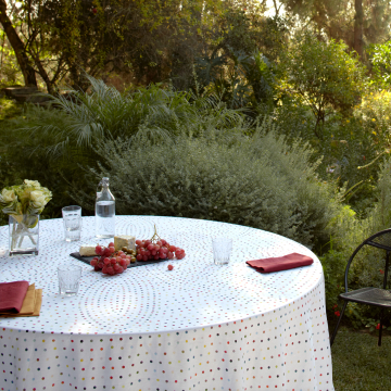 Piccadilly Polka Dot Round Linen Tablecloth