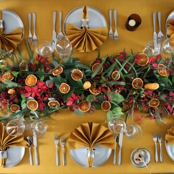 Saffron Gold Rectangular Linen Tablecloth