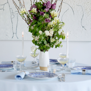 Sky Blue Oval Linen Tablecloth