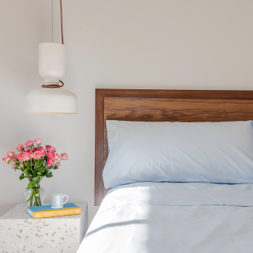 Sky Blue Cotton Sheets Hemstitched Percale Luxury Set