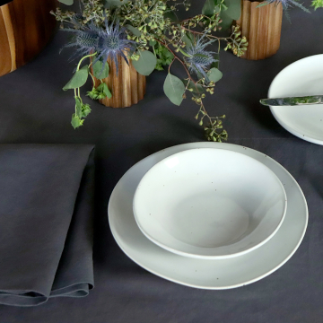 Slate Charcoal Grey Rectangular Linen Tablecloth