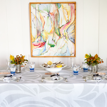 Sloan Silver Round Linen Tablecloth