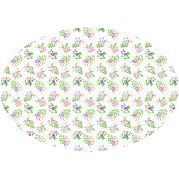 Peony floral oval linen tablecloth