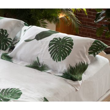 Tropical Leaves Linen Top Sheet