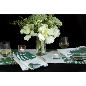 Tropical Leaves Linen Table Runner