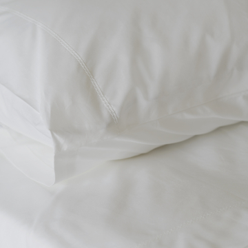 White 500TC Cotton Percale Pillowcase (Pair) - White Hemstitch