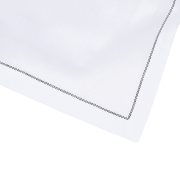 White Linen Placemat with Black Contrast Hemstitch