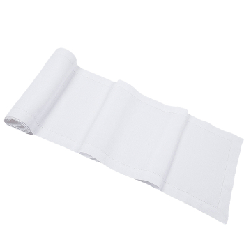White hemstitched linen table runner