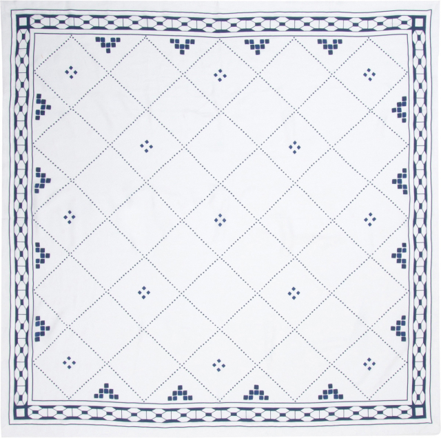 Anfa Blue and White Sqaure Linen Tablecloth