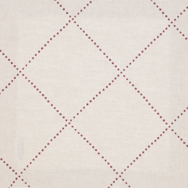 natural linen napkin with red check diamond moroccan print