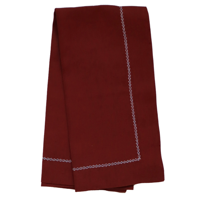 Burgundy red hemstitched linen napkin