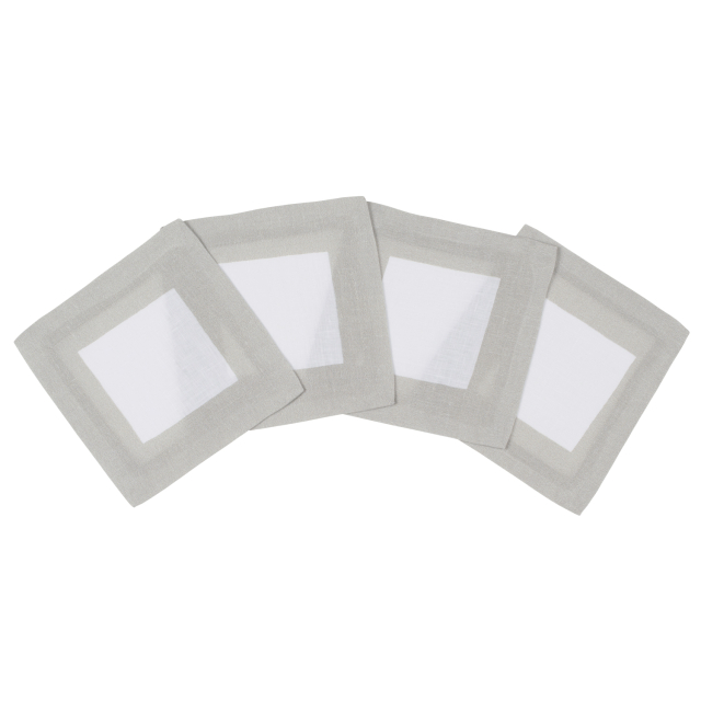 Cinta white linen cocktail napkin coaster concrete grey