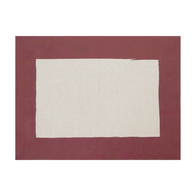 Cinta Burgundy Border Natural Linen Placemat