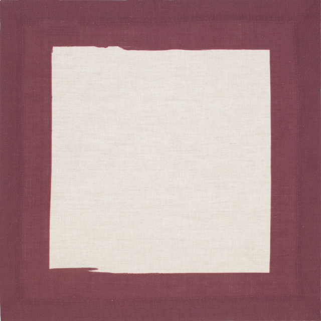 Cinta Natural Linen Napkin with Burgundy Wine Red Border
