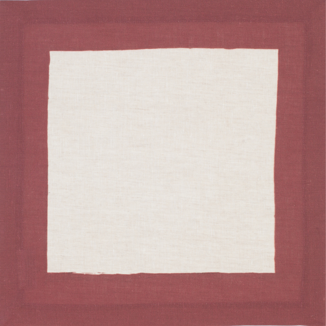 Cinta Natural Linen Napkin with Rust Red Border