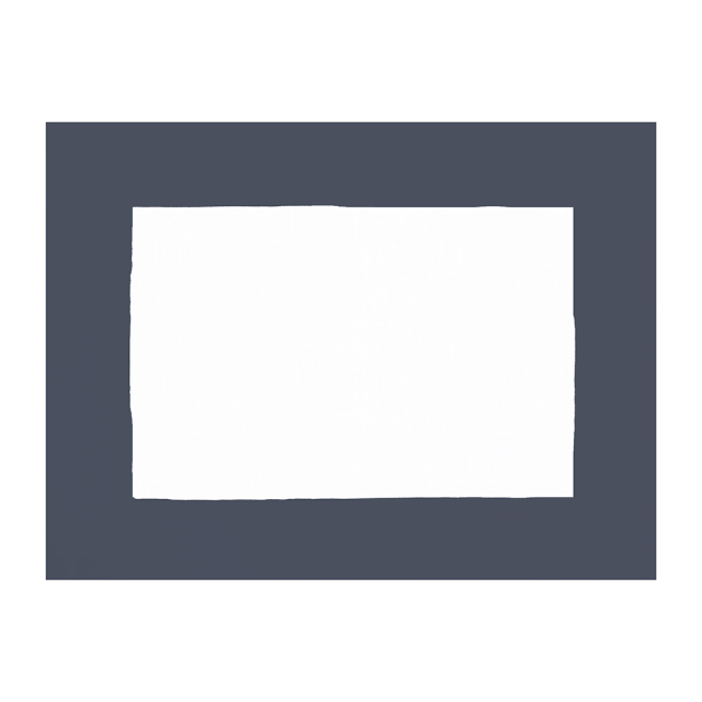 White Italian linen placemat with a border in a dark indigo navy blue