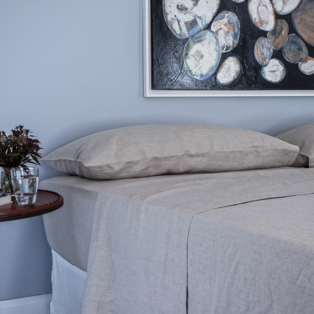 Dark natural linen top sheet