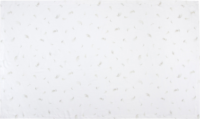 white linen tablecloth grey taupe feathers