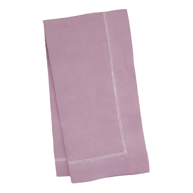 Heather Lilac Linen Napkin White Hemstitch 