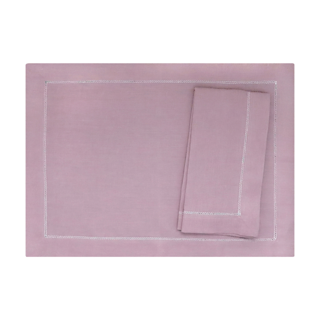 Heather lilac hemstitched linen placemat 