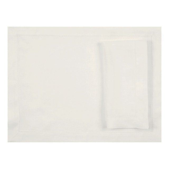 Huddleson Ivory hemstitched luxury linen placemat