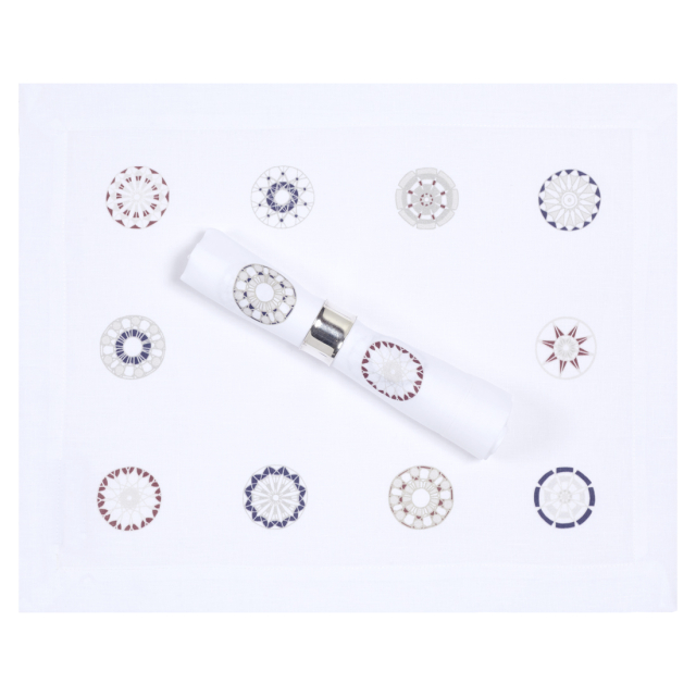 Lace Modern Linen Placemat White Red