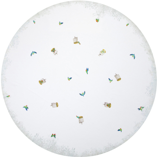 love birds white round tablecloth